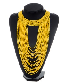 Exaggerated Yellow Pure Color Decorated Multilayer Necklace