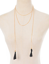 Fashion Gold Color Tassel Decorated Long Necklace