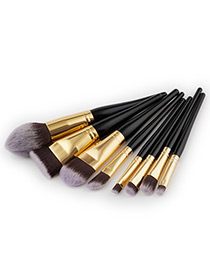 Fashion Black+gold Color Color -matching Decorated Brush (8pcs)