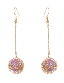 Fashion Light Purple Round Shape Decorated Earrings
