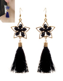 Retro Black Pure Color Decorated Tassel Earrings