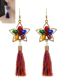 Retro Multi-color Pure Color Decorated Tassel Earrings