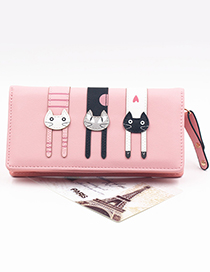 Cute Pink Cat Pattern Decorated Wallet