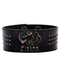 Fashion Black Pisces Pattern Decorated Bracelet