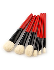 Fashion Red Pure Color Decorated Makeup Brush( 6 Pcs )