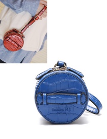 Fashion Blue Pure Color Decorated Handbag