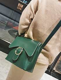 Elegant Green Circular Ring Decorated Shoulder Bag