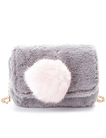 Trendy Light Gray Fuzzy Ball Decorated Simple Shoulder Bag