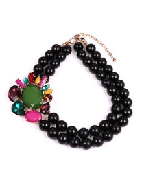 Fashion Black Bead Decorated Necklace