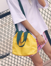 Fashion Yellow Color Matching Decorated Shoulder Bag  Fabric