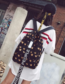 Fashion Black Letter Pattern Decorated Backpack  Fabric