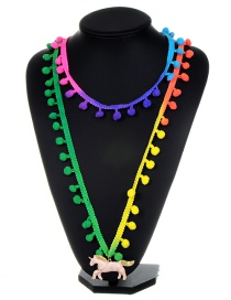 Fashion Multi-color Horse&fuzzy Ball Decorated Pom Necklace