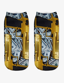 Trendy Yellow Guns Pattern Decorated Short Sock