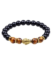 Fashion Gold Color +black Buddha Head&beads Decorated Bracelet