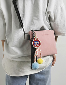 Fashion Pink Cat Pendant Decorated Pure Color Shoulder Bag