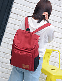 Fashion Claret Red Pure Color Decorated Traveling Backpack