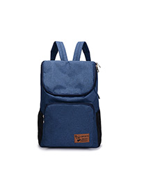 Fashion Dark Blue Pure Color Decorated Traveling Backpack