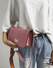 Fashion Pink Letter M Decorated Pure Color Shoulder Bag