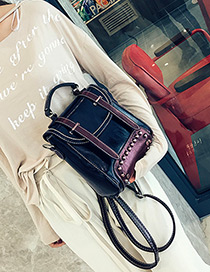 Fashion Black Rivet Decorated Simple Mini Backpack