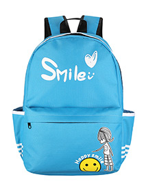 Fashion Light Blue Girl Pattern Decorated Traveling Backpack