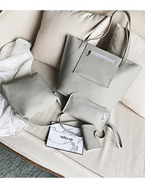 Fashion Gray Pure Color Decorated Shoulder Bag (4pcs)