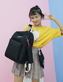 Fashion Black Girl Pattern Decorated Pure Color Backpack