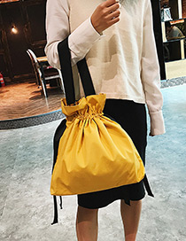 Fashion Yellow Pure Color Decorated Drawstring Design Shoulder Bag