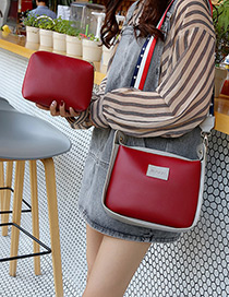 Fashion Red Coloured Ribbon Decorated Shoulder Bag(2pcs)