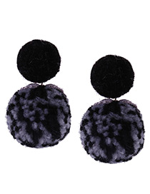 Fashion Black Fuzzy Balls Decorated Pom Earrings