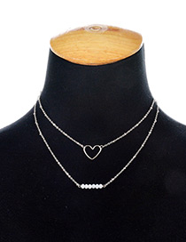 Fashion Silver Color Heart Shape Decorated Doubla Layer Necklace