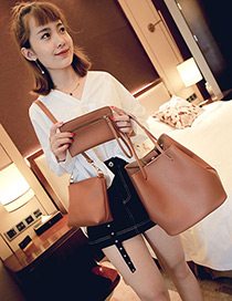 Fashion Light Brown Pure Color Decorated Bags (3pcs)