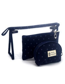 Trendy Black Letter Pattern Decorated Transparent Cosmetic Bag(3pcs)
