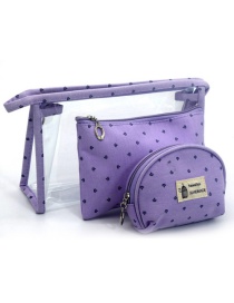 Trendy Purple Letter Pattern Decorated Transparent Cosmetic Bag(3pcs)