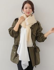 Fashion Beige+white Color Matching Decorated Patchwork Scarf
