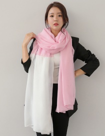 Fashion Light Pink+white Color Matching Decorated Patchwork Scarf