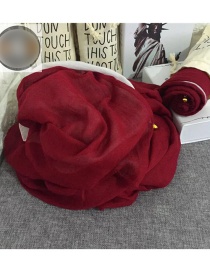 Fashion Claret Red+white Color Matching Decorated Patchwork Scarf