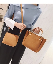 Fashion Brown Pure Color Decorated Bag (2pcs)