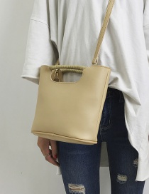 Fashion Khaki Pure Color Decorated Shoulder Bag(with Zipper)
