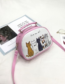 Elegant Pink Cartoon Cats Decorated Mini Shoulder Bag