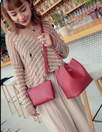 Fashion Red Bowknot Decorated Pure Color Handbag (2pcs)