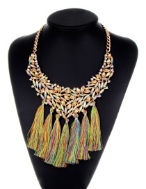 Bohemia Champagne Hollow Out Decorated Tassel Necklace