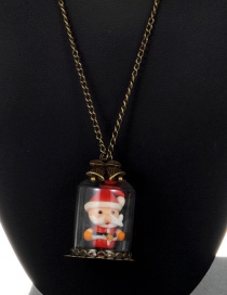Fashion Gold Color+red Santa Claus Pendant Decorated Necklace