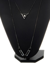 Fashion Gun Black V Shape Pendant Decorated Long Necklace