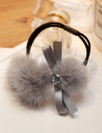 Fashion Light Gray Bowknot&fuzzy Ball Decorated Hair Band