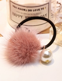 Fashion Pink Pearl&fuzzy Ball Decorated Hair Band