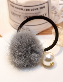 Fashion Gray Pearl&fuzzy Ball Decorated Hair Band