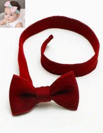 Lovely Claret Red Bowknot Decorated Pure Color Hair Band