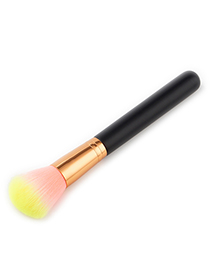 Trendy Pink+yellow Round Shape Decorated Makeup Brush(1pc)