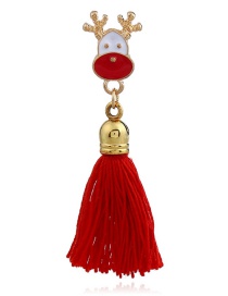 Fashion Red Elk Shape Decorated Tassel Design Brooch