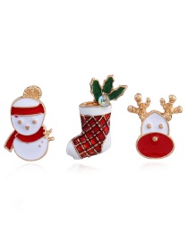 Fashion Red+white Snowman&socks Decorated Simple Brooch